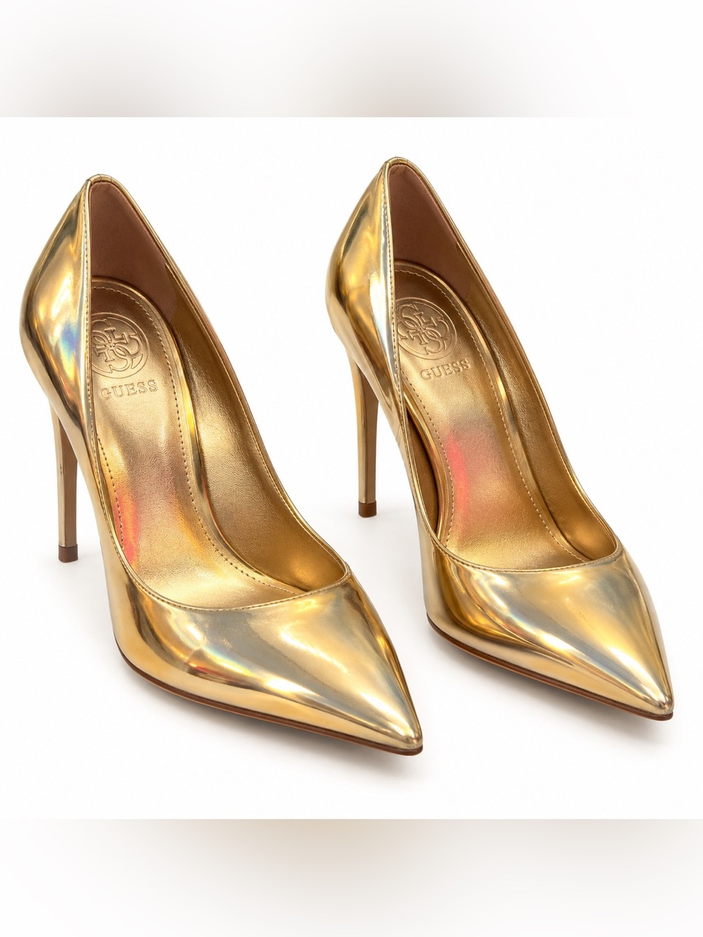 GUESS Women’s Gold Metallic Pointed Toe Stiletto Pumps Heels Size 7